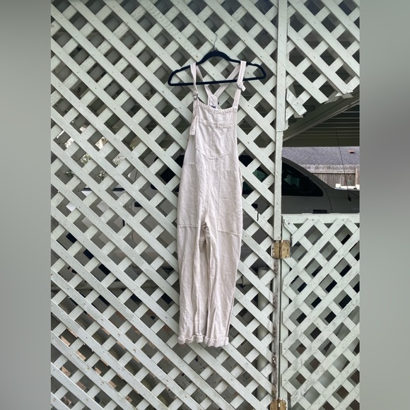 Aerie Cream Utility Twill Linen Overalls - Picture 4 of 6